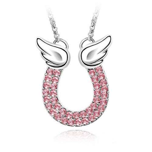 TO CUTE FOR CHRISTMAS!!Rhinestone Angel wing Double Crystal Necklace