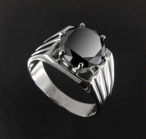 **CERTIFIED**10.16 ct princess cut black diamond solitaire man's ring in 925 silver -100% Authentic