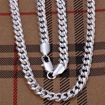 HIGH QUALITY SILVER PLATED 6 mm MenÂÂs NECKLACE 50 cm