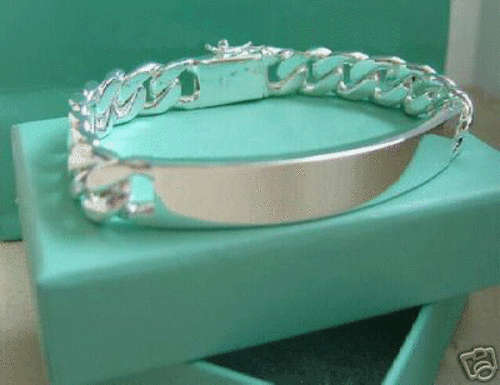.925 STERLING SILVER 10 mm MENS ID BRACELET
