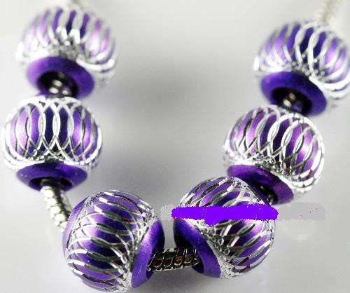 1 PURPLE ZINK ALOY  BEAD Fit Pardora