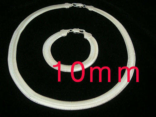 STUNNING SILVER 10mm HERRINGBONE SET