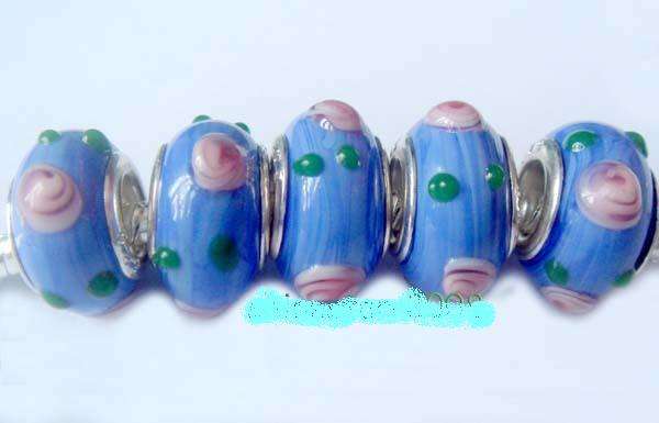 5pcs Silver Muran Glass Beads charm Fit Pardora