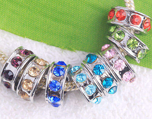 Silver Plated ROUND BEAD CRYSTAL SINGLE COLOR Fit Pandora