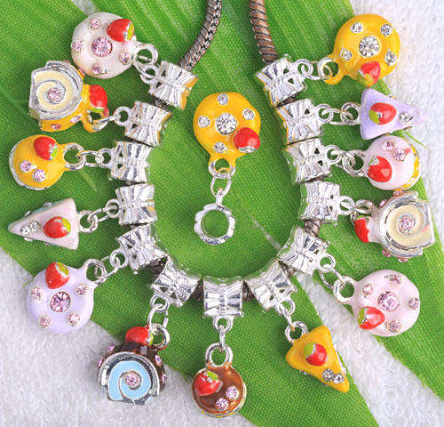 Silver Plated DANGLING ENAMEL CAKE PENDANTS Fit PaRdora