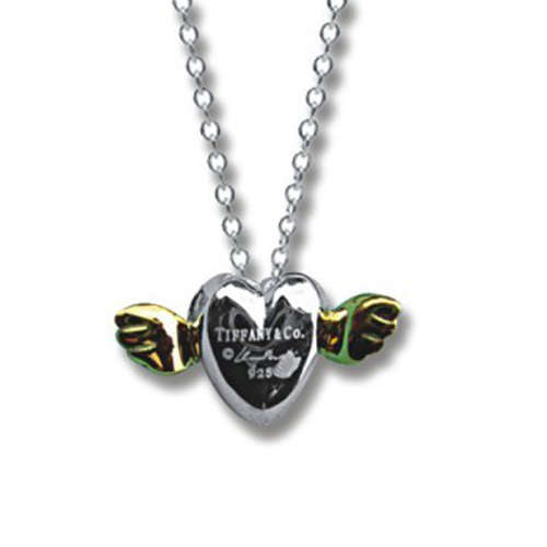 STERLING SILVER GOLDWINGS HEART PENDANT NECKLACE