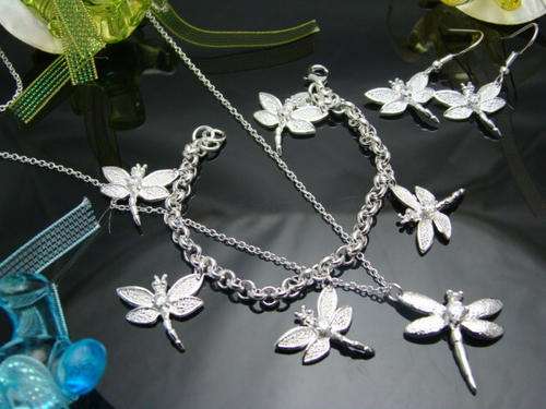 STUNNING SILVER DRAGONFLY SET
