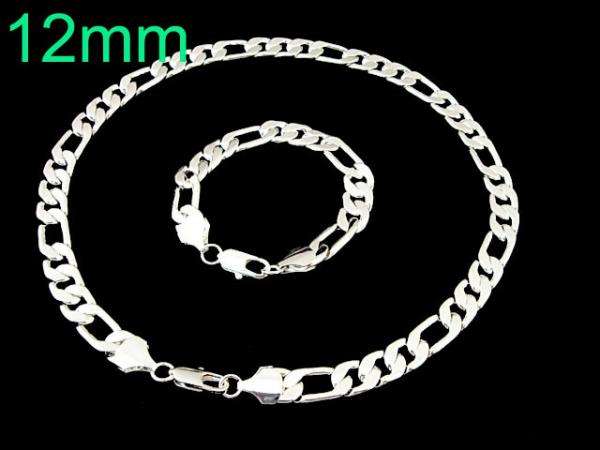 12 mm SILVER FIGARO  MENS CHAIN