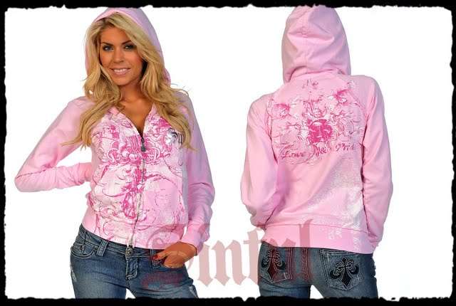 ORIGINAL!! PIENK SINFULL LADIES LONG SLEEVE ZIPPER HOODY SIZE:10
