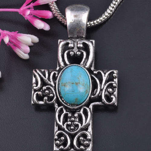 NEW!!! LARGE TIBETAN SILVER FILIGREE TURQUOISE PENDANT 60 mm