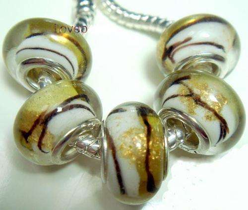 5pcs Silver Muran Glass Beads charm Fit PaRdora