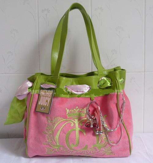 STUNNING DESIGNER JUICY HANDBAG GREEN & PINK