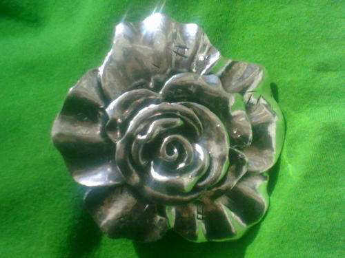 LARGE TIBETAN SILVER ROSE PENDANT 6,5cm