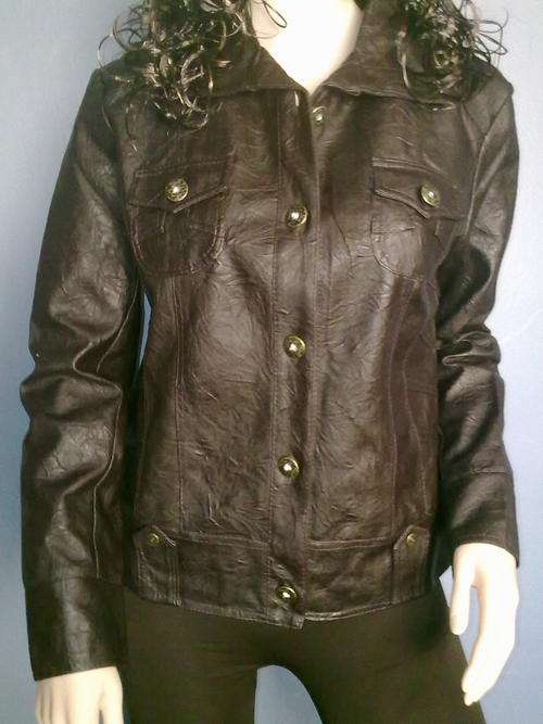 STUNNING BROWN LEATHER LADIES JACKET SIZE 10,12,14