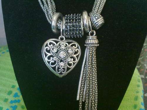STUNNING TIBETAN SILVER  NECKLACE HEART PENDANT