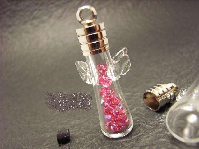 GLASS ANGELWING HEART PENDANT VIALS 3cm X 1,5 cm