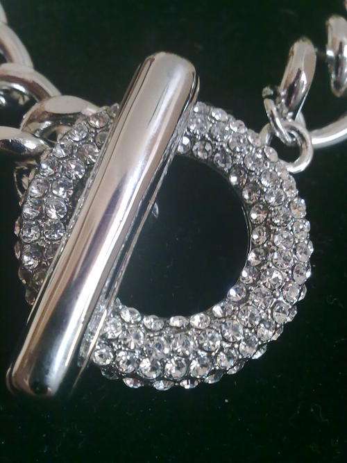 STUNNING TIBETAN SILVER NECKLACE WITH T/O DIAMANTE CLASP