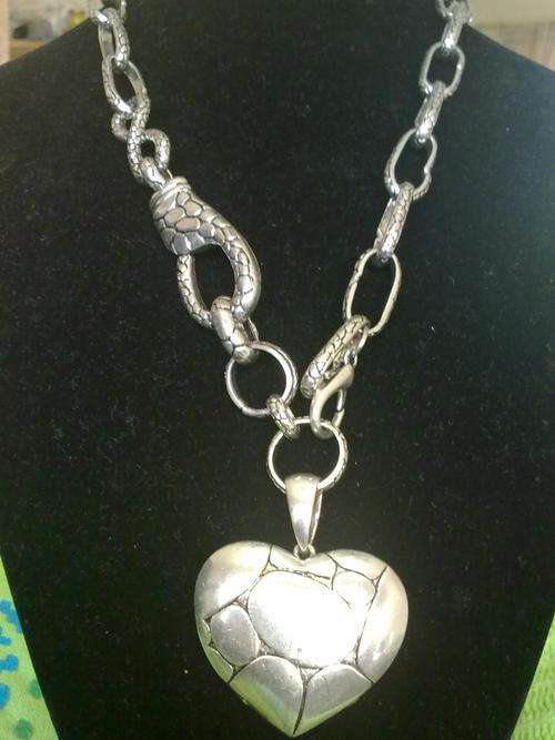 ONE ONLY!!. TIBETAN SILVER HEART NECKLACE