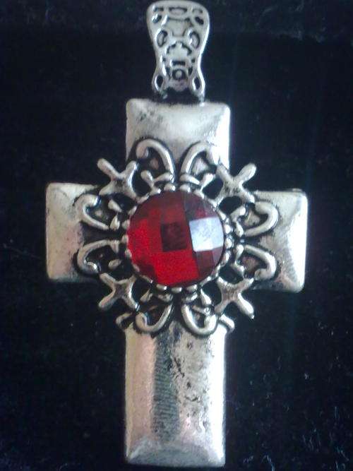 NEW!!! TIBETAN SILVER CRYSTAL RUBY CROSS