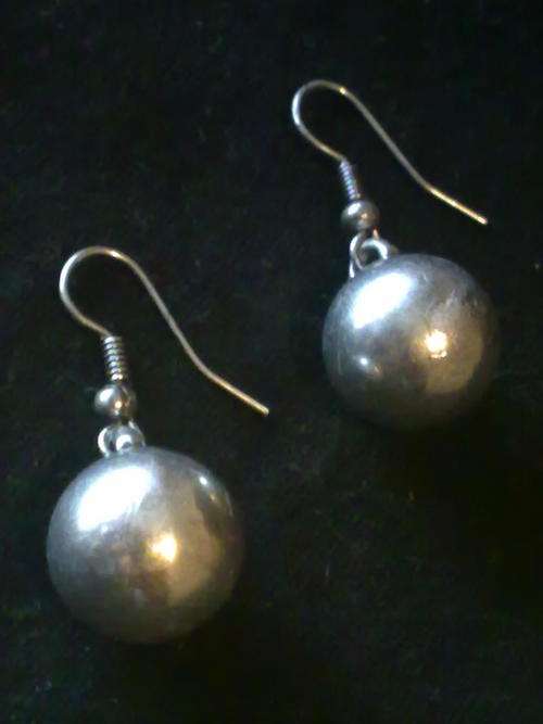 Stunning Tibetan Silver Matt Ball dangling EARRINGS