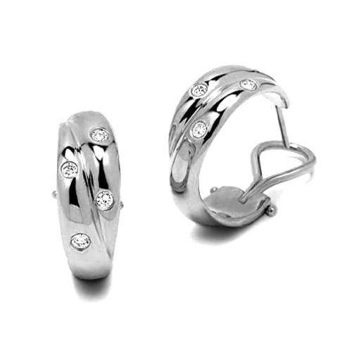Stunning  sterling silver DIAMANTE HOOP EARRINGS