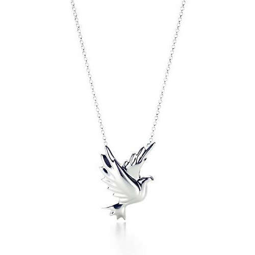 STERLING SILVER PEACE DOVE PENDANT NECKLACE