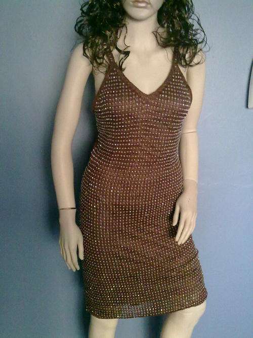 GORGEOUS HAND CROCHET BEADED DRESS SIZE 8-10