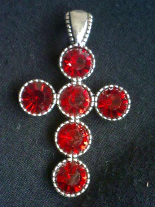 NEW!!! SILVER RUBY RED CROSS PENDANT