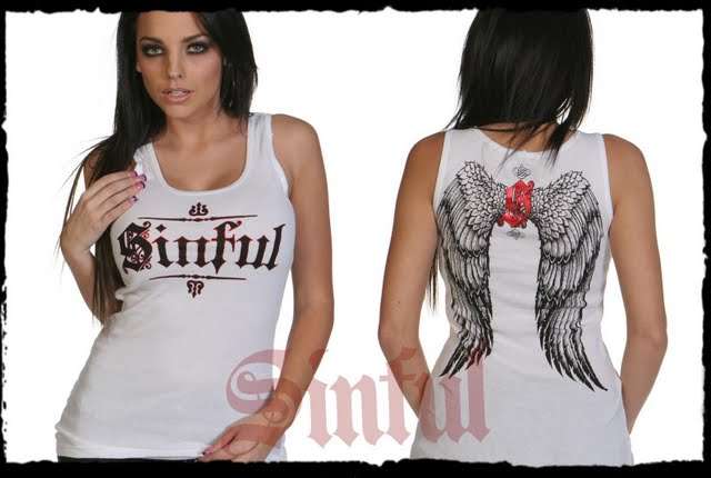 ONE ONLY!! WHITE SINFULL LADIES T-SHIRT SIZE: 10