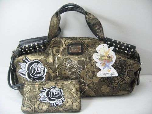 NEW!!! ONLY ONE! ED HARDY GOLD & BLACK  HANDBAG