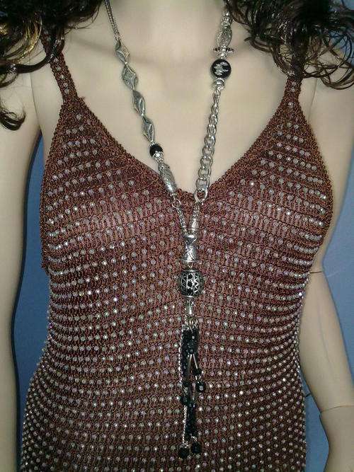 *R180* EXCLUSIVELY FROM 2010 HADASSAH COLLECTION TIBETAN SILVER LONG BLACK NECKLACE