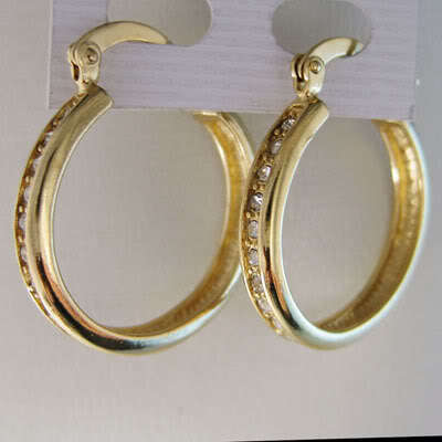 NEW!! GOLD DIAMANTE HOOP EARRINGS