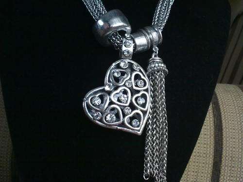 2011 HADASSAH COLLECTION!!STUNNING TIBETAN SILVER MULTI CHAIN HEARTECKLACE