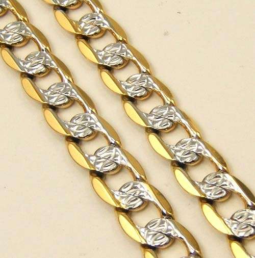 2 YEAR GUARANTEE!!GORGEOUS 4 MM TWO TONE GOLD CURB NECKLACE 60 cm