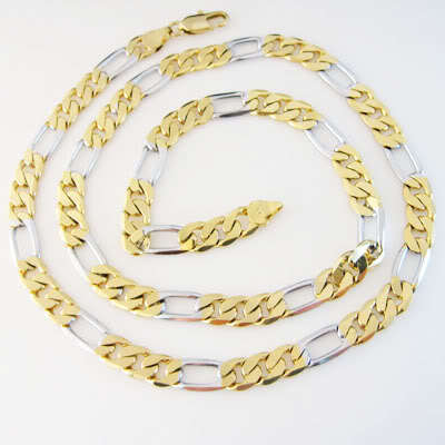 GORGEOUS 6 MM TWO TONE GOLD CURB NECKLACE 60 cm