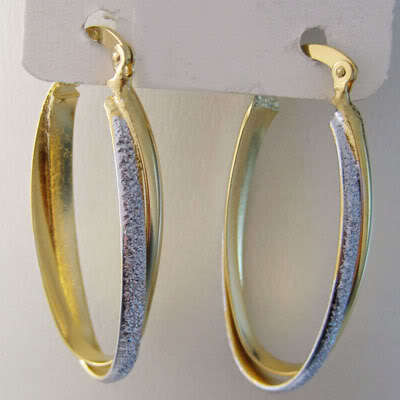NEW!! GOLD DOUBLE HOOPS TWO TONE EARRINGS