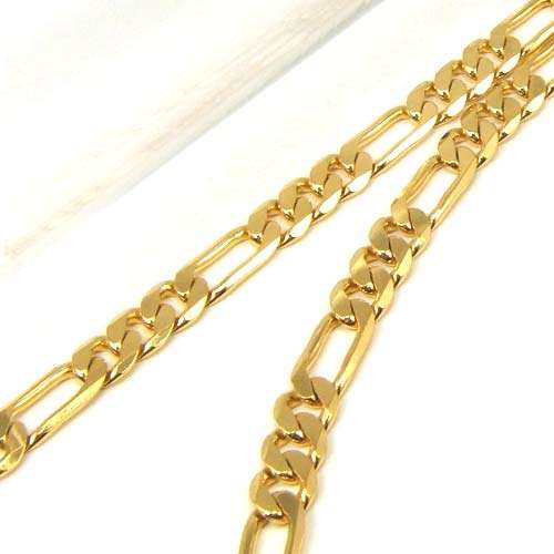 2 YEAR GUARANTEE!!GORGEOUS 3 MM GOLD FIGARO NECKLACE 60 cm