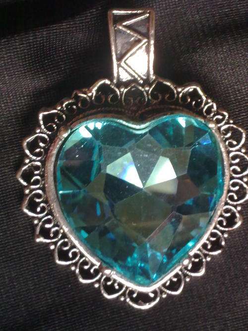 TIBETAN SILVER FANCY BLUE HEART PENDANT LARGE