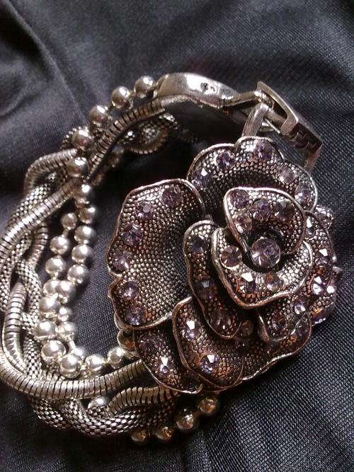 EXCLUSIVELY FROM THE 2011 HADASSAH COLLECTION TIBETAN SILVER MULTI STRAND ROSE BRACELET