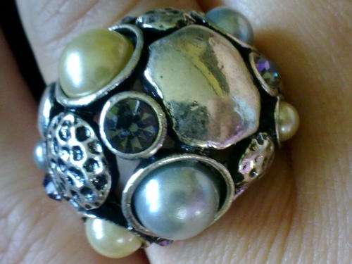 TIBETAN SILVER PEARLY RING SIZE 21