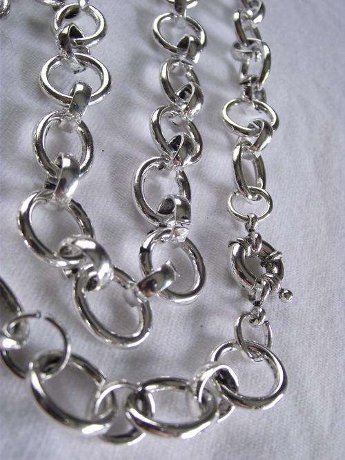 STUNNING TIBETAN SILVER CIRCLE LINKS NECKLACE BELCHER CLASP
