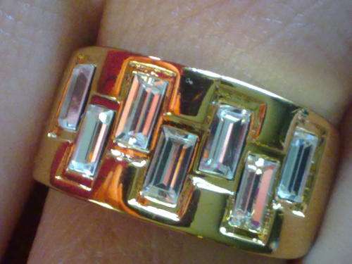 GOLD DIAMANTE WIDE RING 11 mm SIZE 18