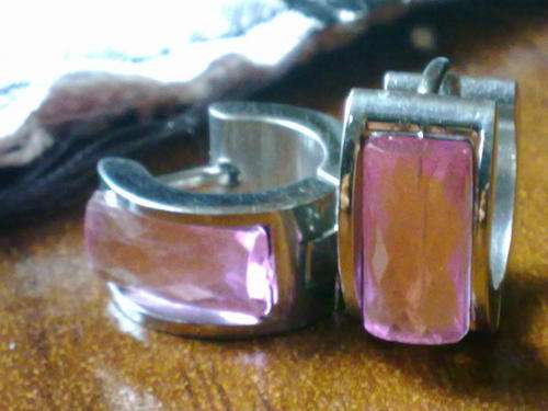 Stunning STAINLESS STEEL PINK HUGGIE EARRINGS