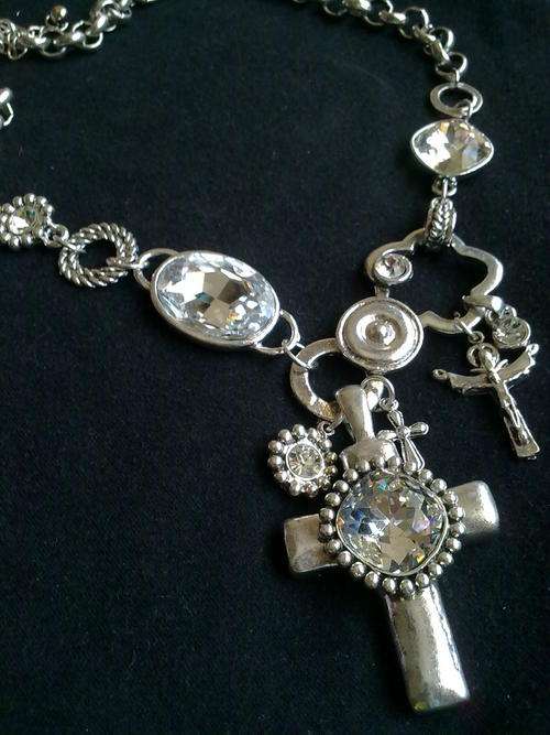 LAST ONE!!!TIBETAN SILVER FANCY CROSS PENDANT ROLO NECKLACE