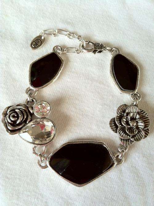 STUNNING BLACK TIBETAN SILVER FANCY BRACELET