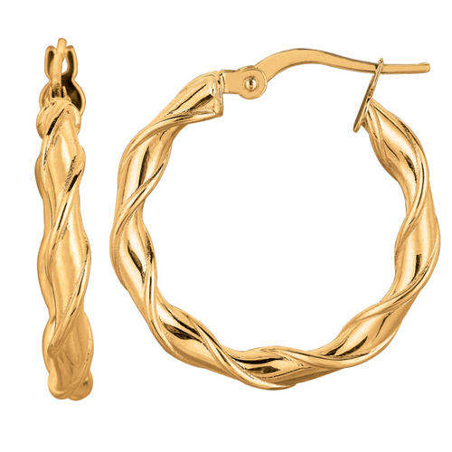 NEW!! GOLD TONE TWIST HOOP EARRINGS