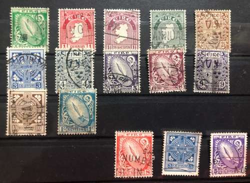 Ireland 1940-1942 used new colours and watermark (Scott 106 - 117) Value 60$+