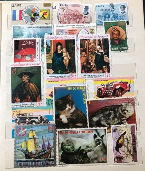 African stamps in album,