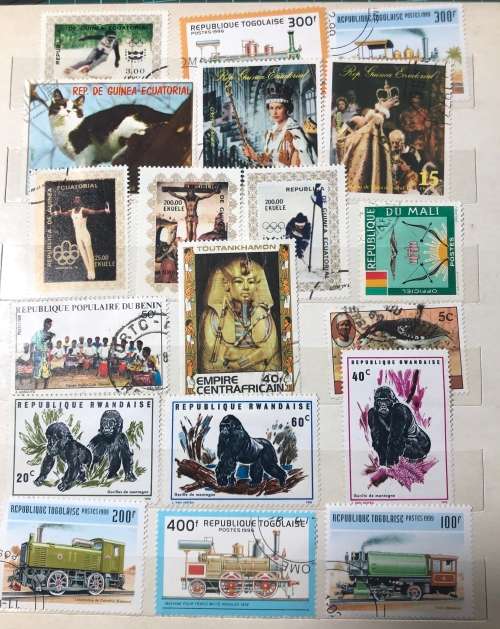 African stamps in album,