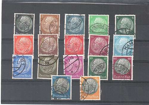 German Empire 1934 Paul von Hindenburg (Scott 415-431), wmk swastika, full set